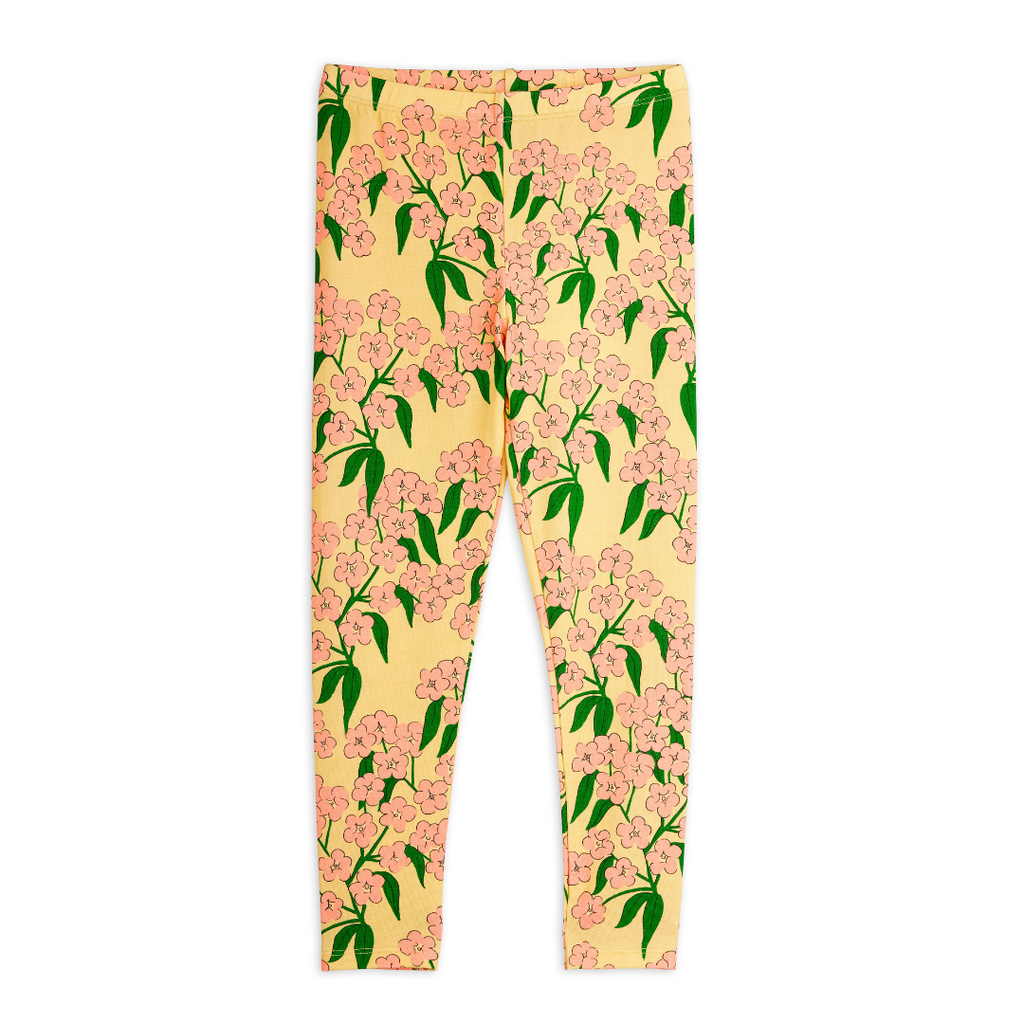 Legging jaune imprimé fleurs alpines