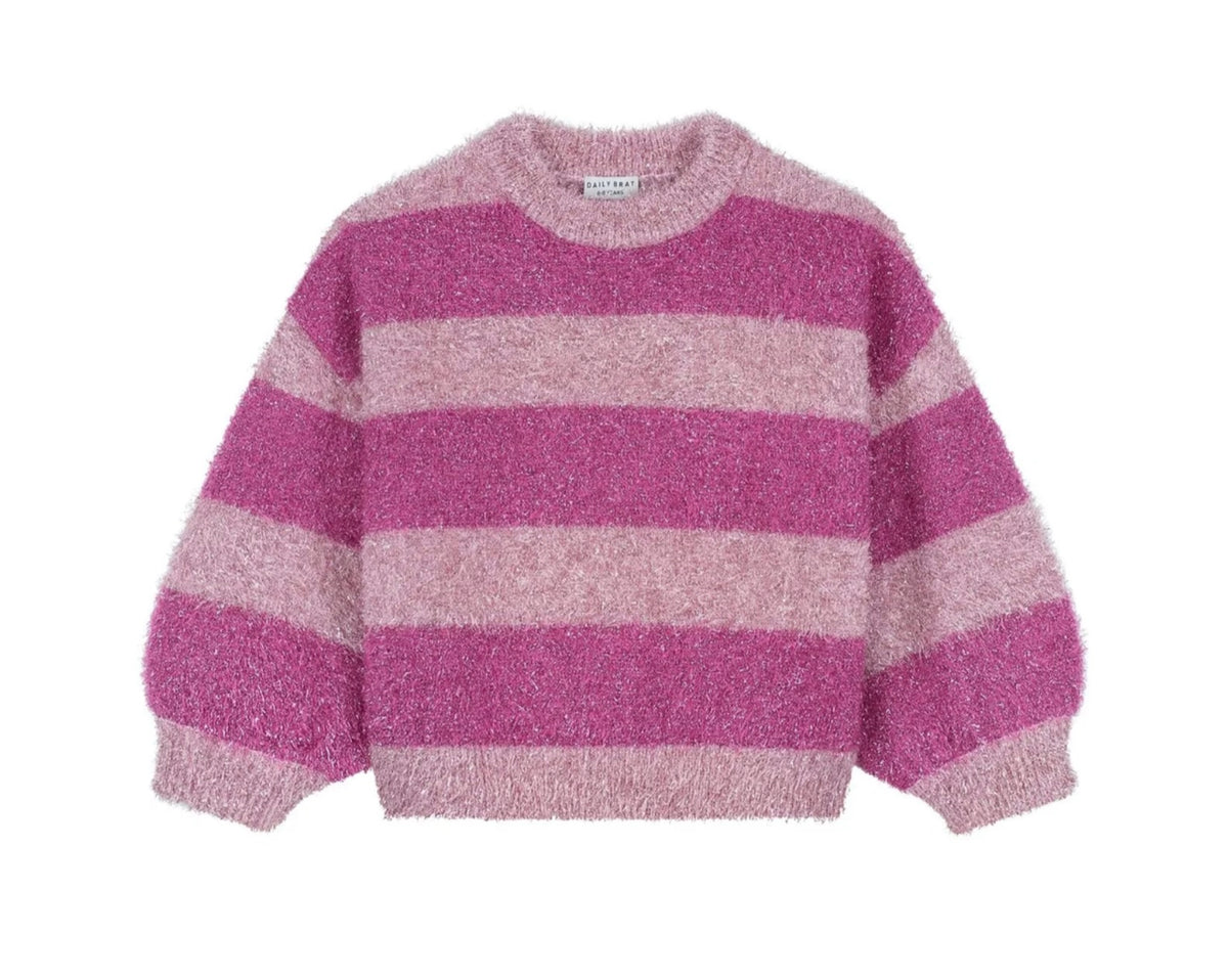 Sweat Rayé Rose Pailleté
