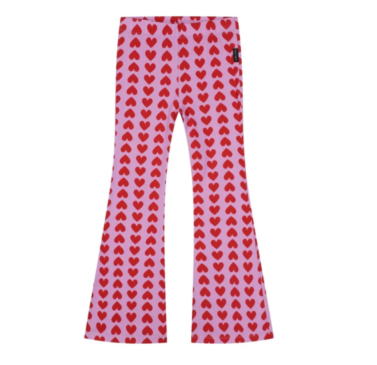 Heart Print Flared Pink Pants