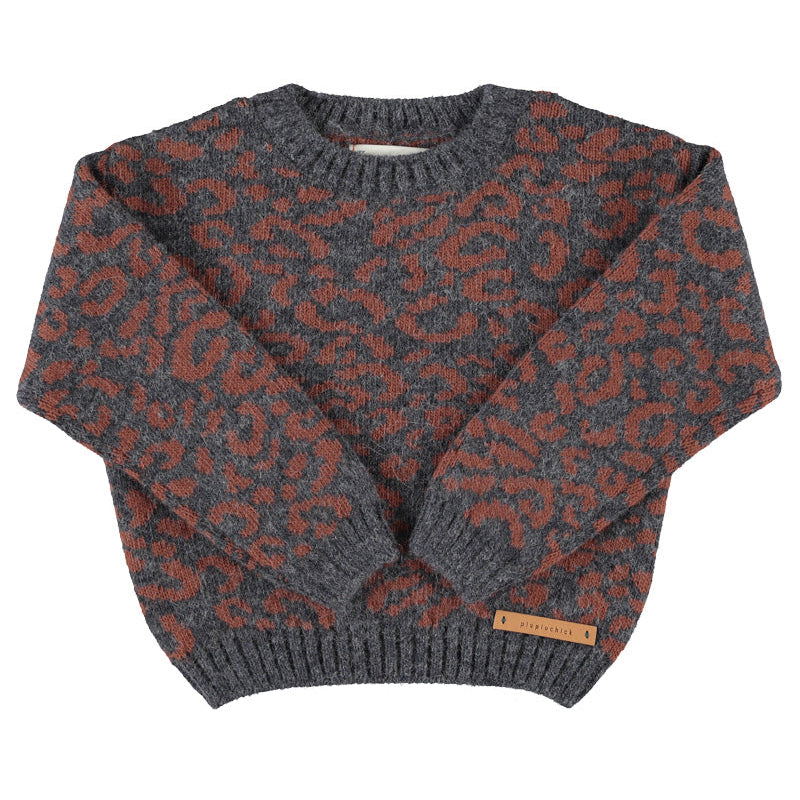Pull Gris Léopard