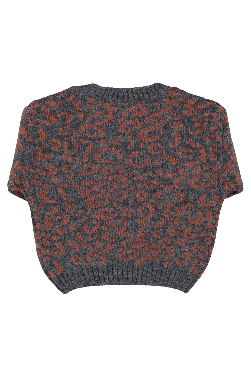Pull Gris Léopard
