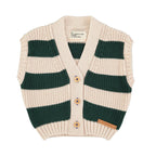 Ecru and green mesh vest