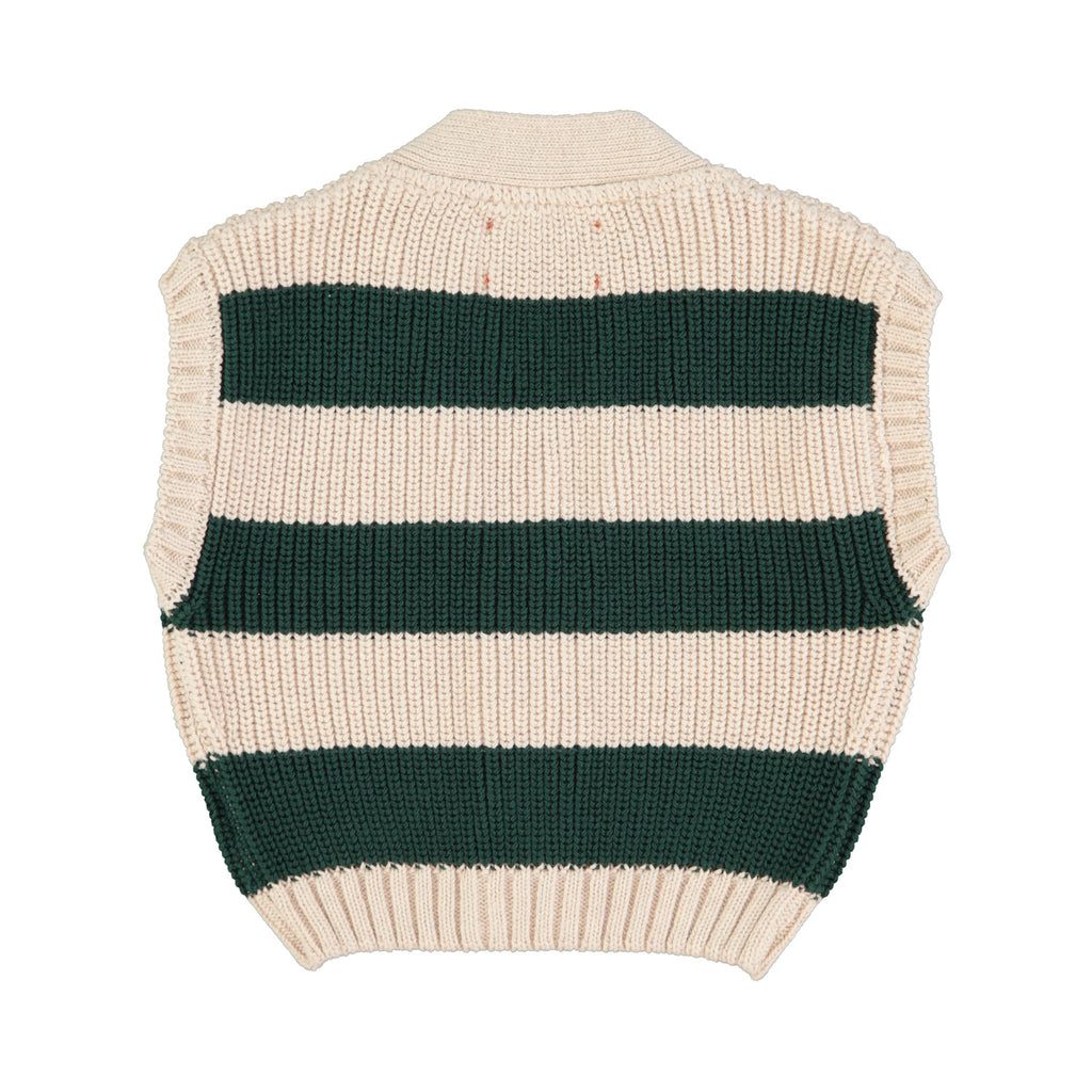 Ecru and green mesh vest