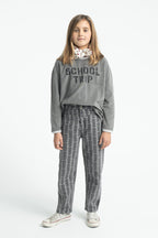 Grey Black Floral Mom Trousers