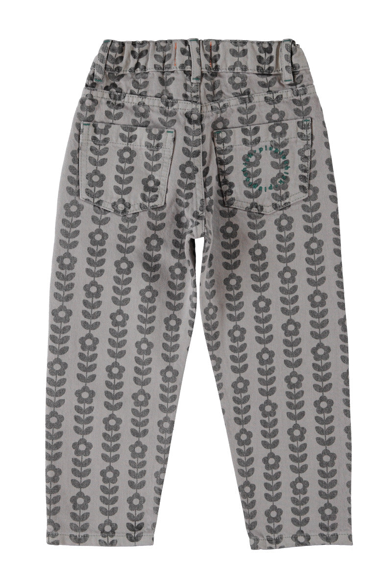 Grey Black Floral Mom Trousers