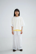Embroidered White Straight Leg Trousers