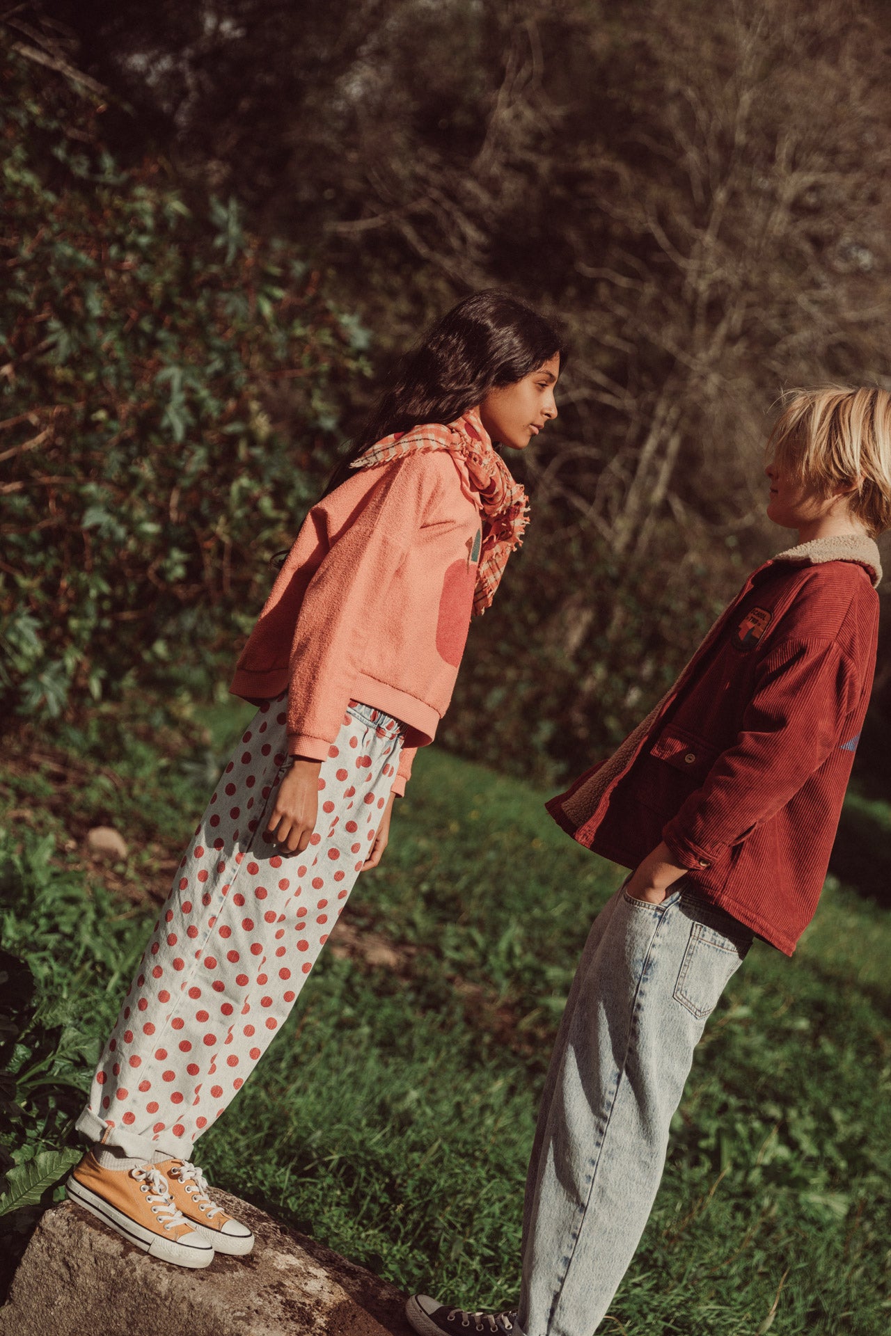 Pantalon Bleu Pois Rouges