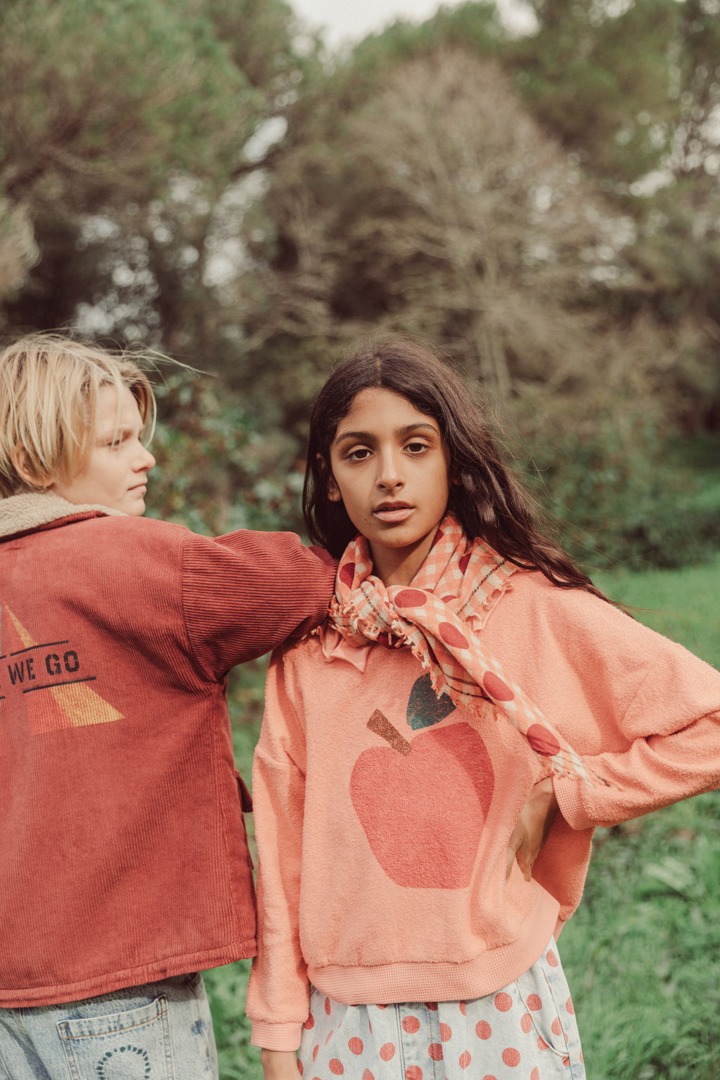 Sweat Col Rose Motif Pomme