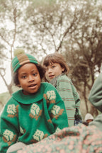 Green Tonal Stripe Pompom Beanie