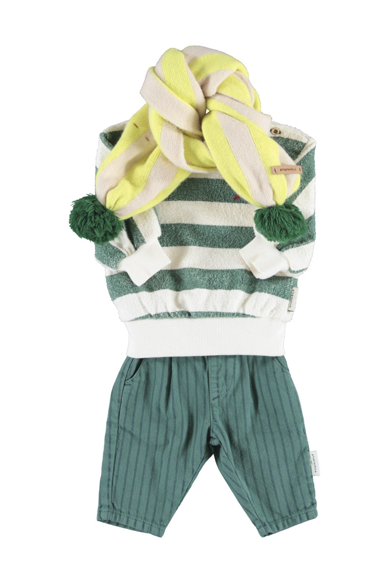 Sweat Bébé Écru Rayures Vertes
