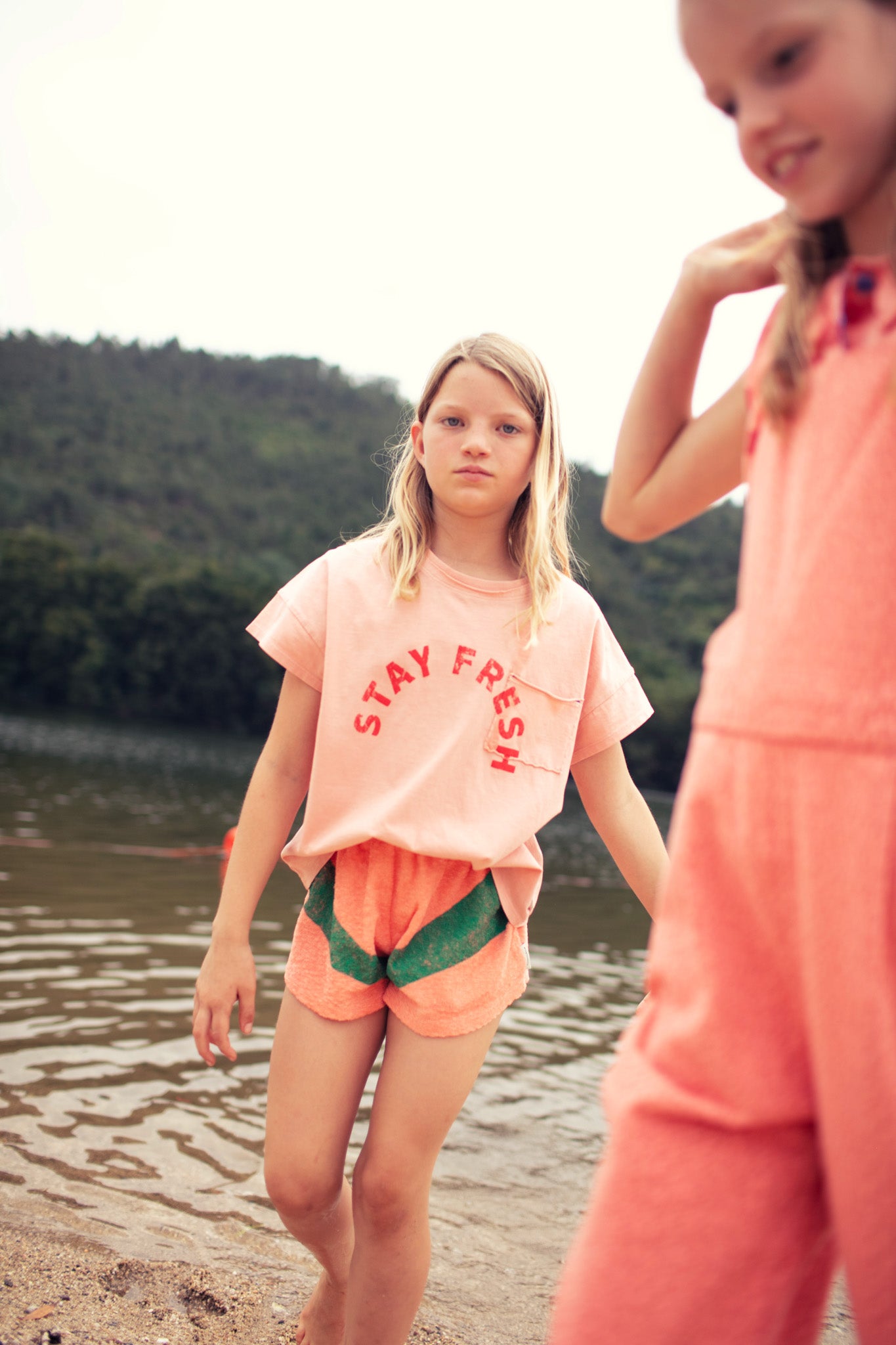 T-shirt rose "stay fresh" vetements durables enfants piupiuchick 