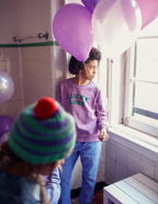 Knitted hat with pompon green & purple stripes