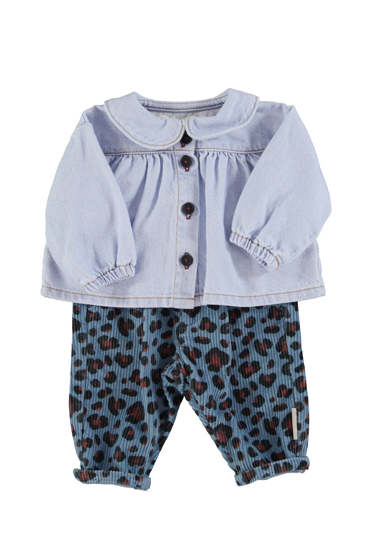 Blue to animal print unisex pants