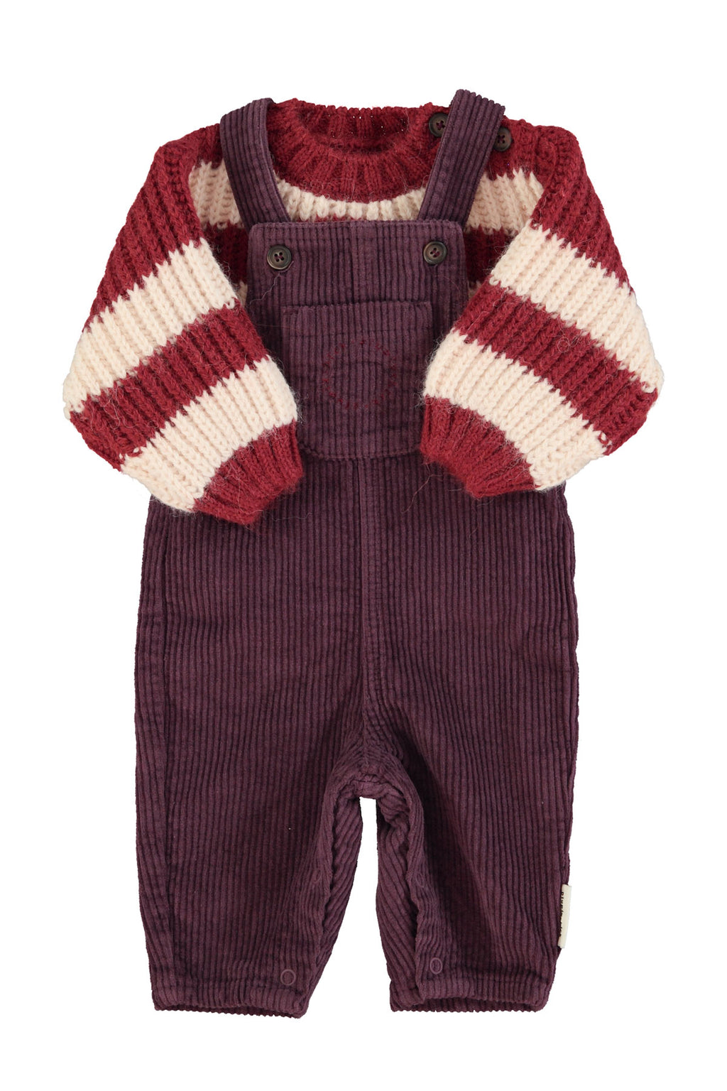 Baby Bordeaux and Light Pink Baby Tricot Pull