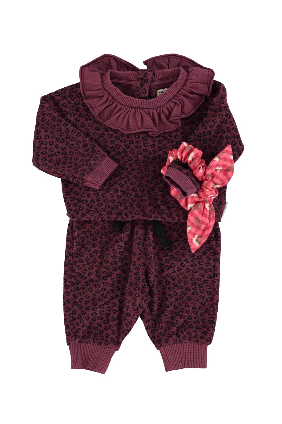 Baby eggplant leopard terry jogging suit