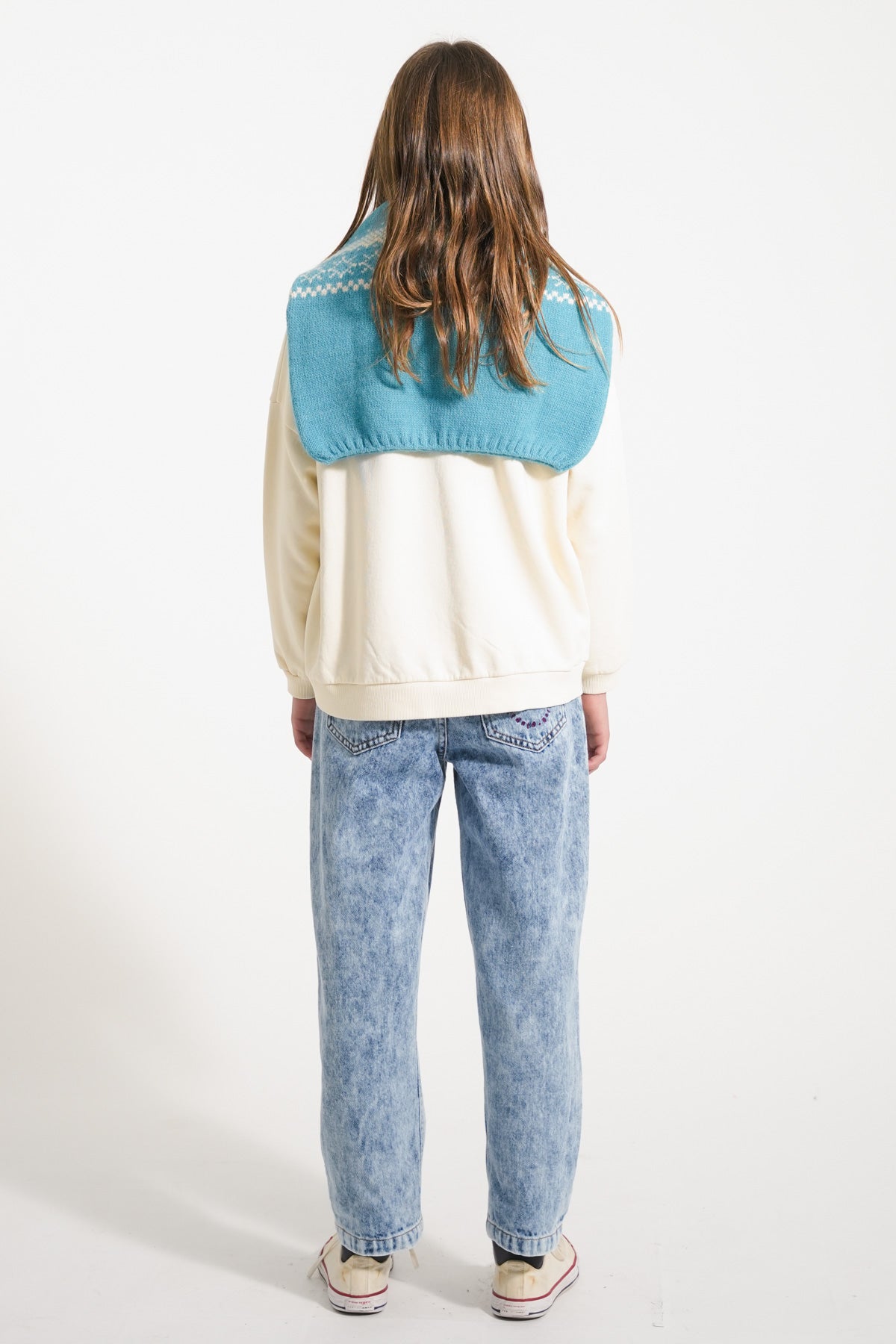 Jean Mom made in washed blue denim