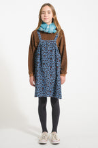 Short dress with blue to animal print
