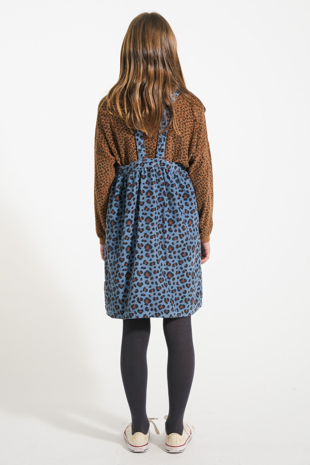 Short dress with blue to animal print