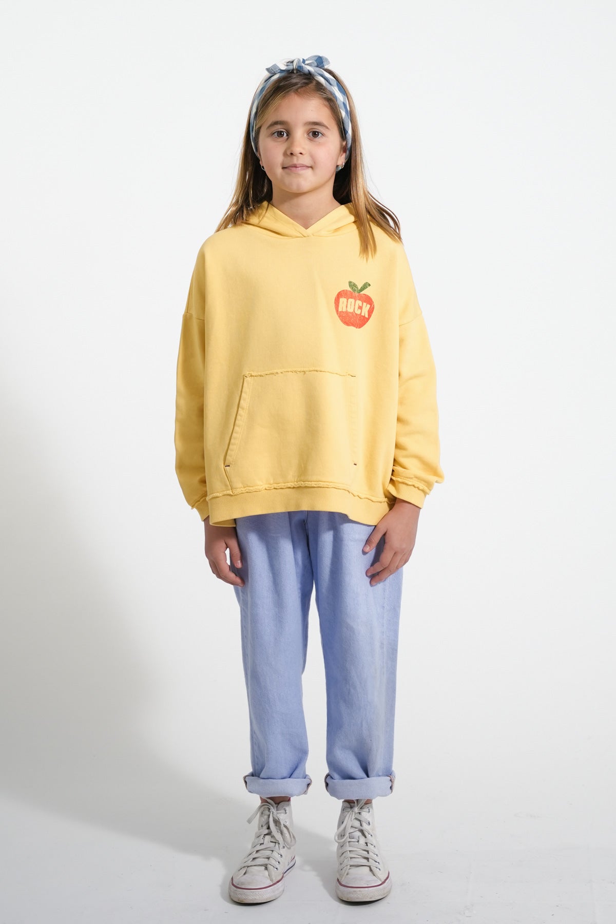 Yellow hoodie to "on internship" print