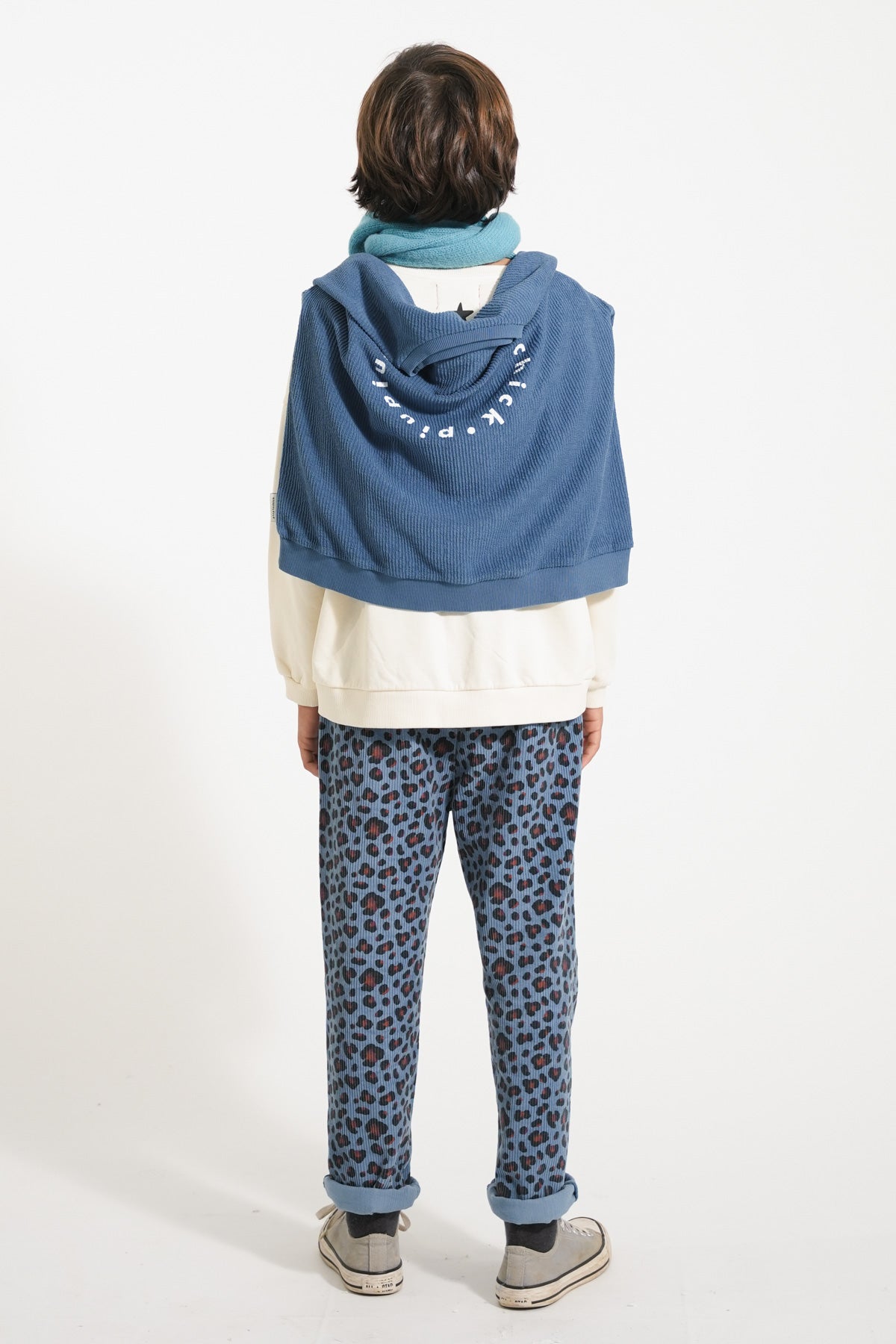 Animal -printed blue unisex pants