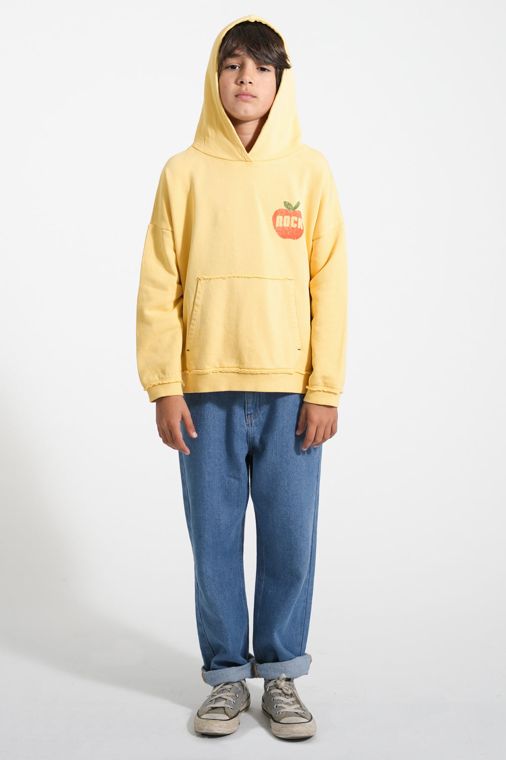 Hoodie jaune imprimé "on stage"