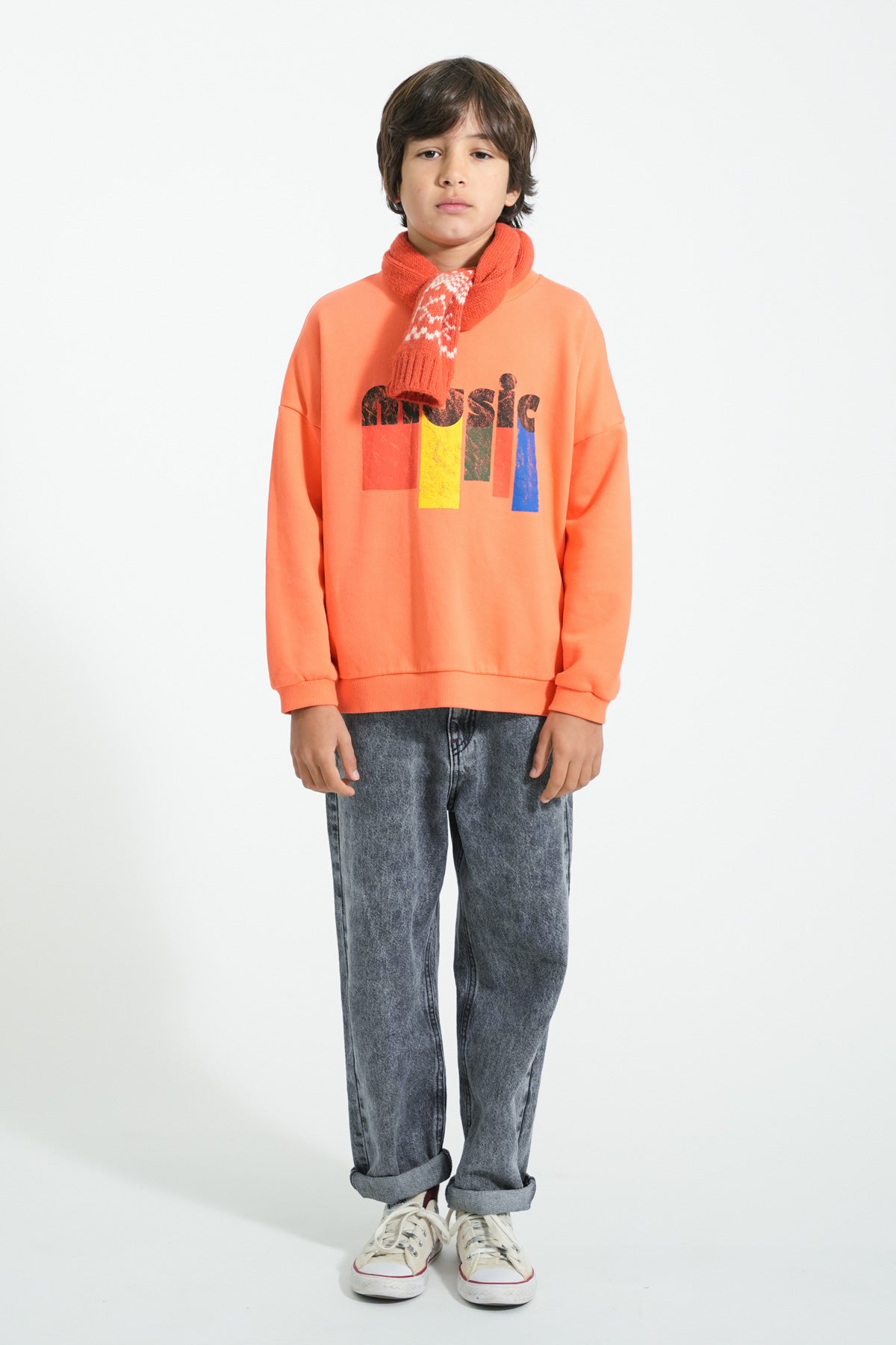 Orange print sweatshirt "Music