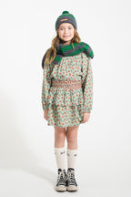 Bonnet Tricoté à Pompon – Rayures Gris & Vert