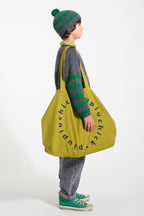 Bonnet Tricoté à Pompon – Rayures Gris & Vert