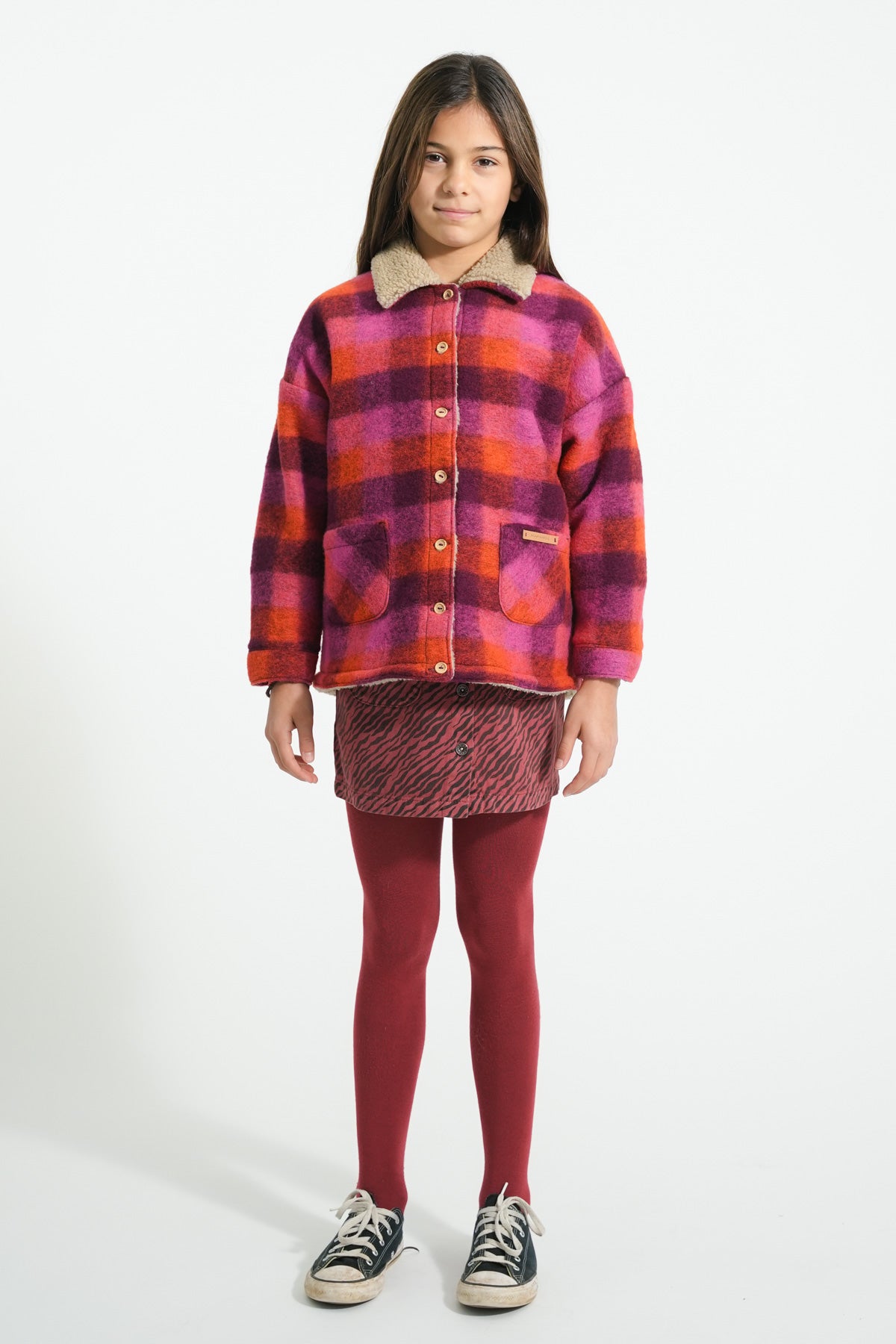 Short Bordeaux skirt with zebra print