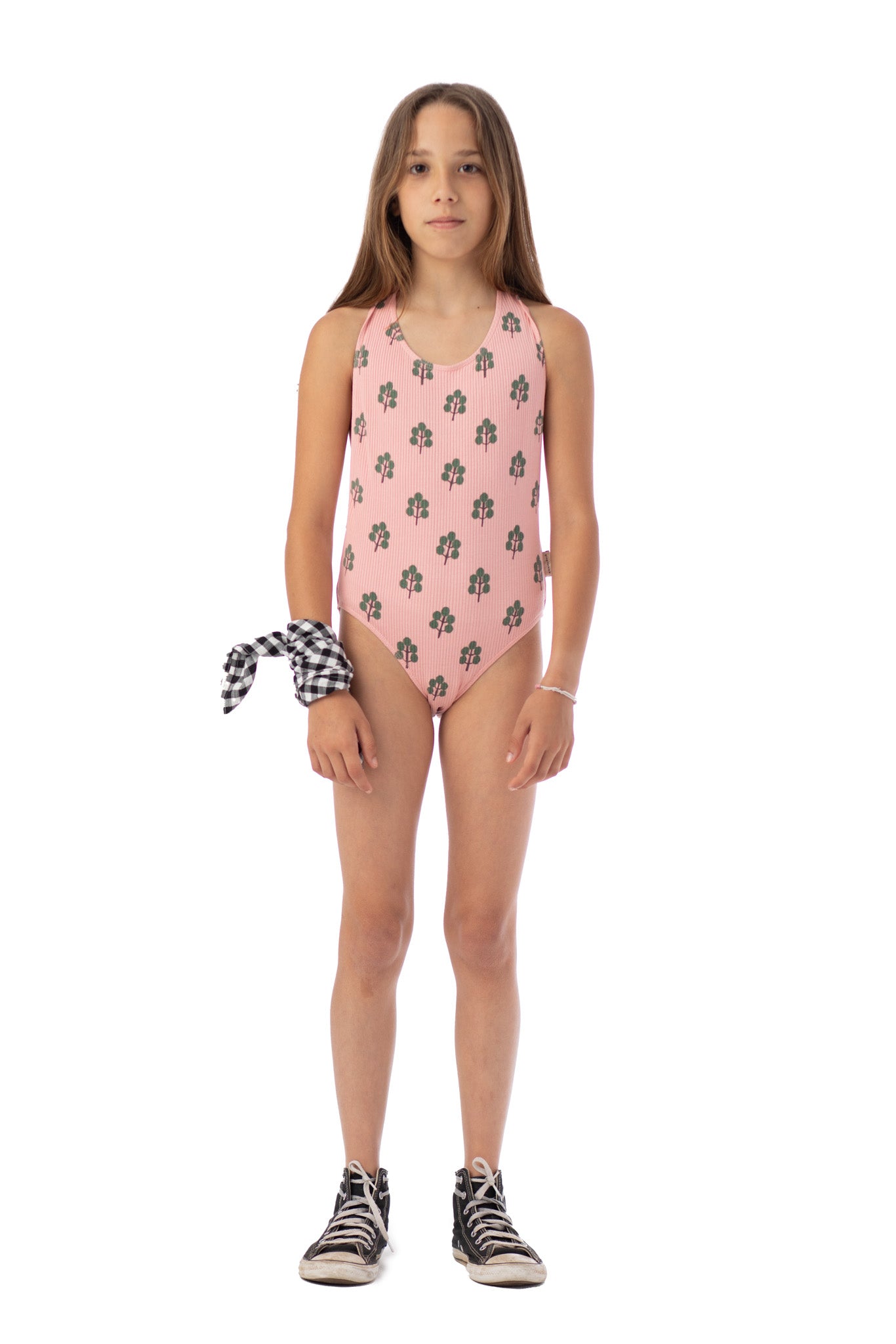 vetements durables piupiuchick enfants Maillot rose imprimé arbres