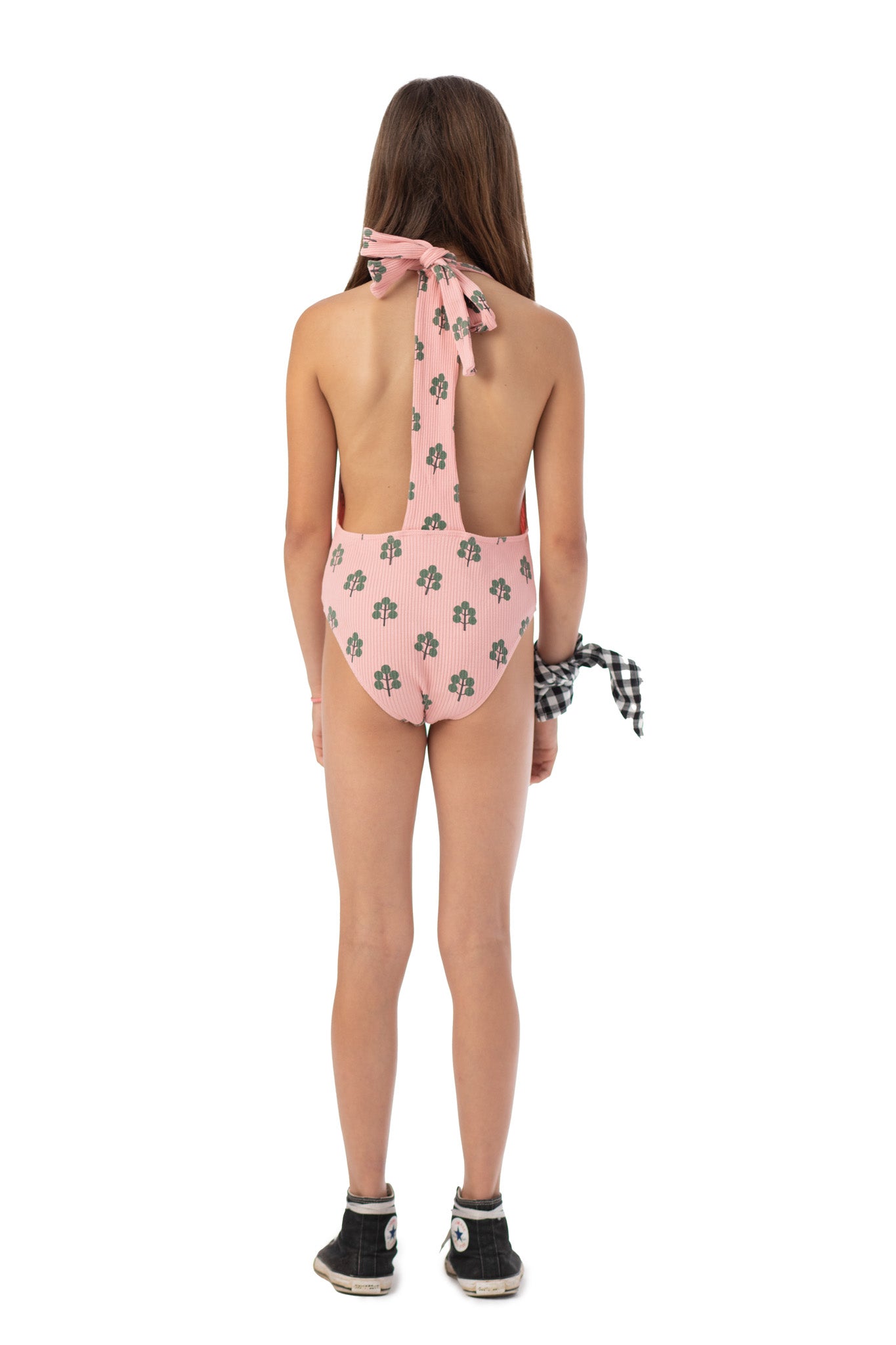 vetements durables piupiuchick enfants Maillot rose imprimé arbres