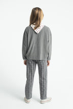 Grey Black Floral Mom Trousers