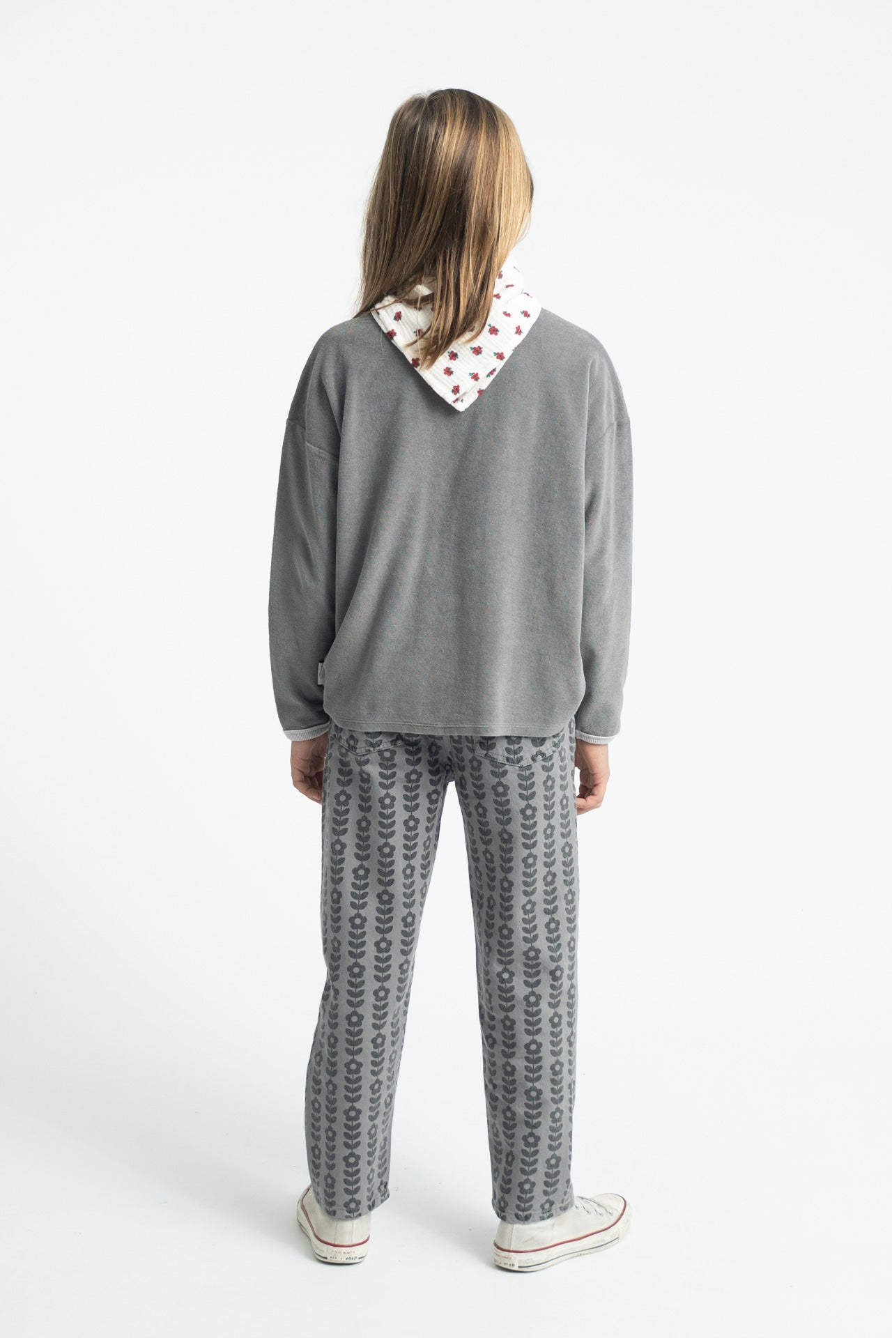 Grey Black Floral Mom Trousers