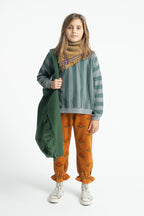 Grey Green Stripe Sweatshirt