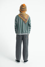 Grey Green Stripe Sweatshirt