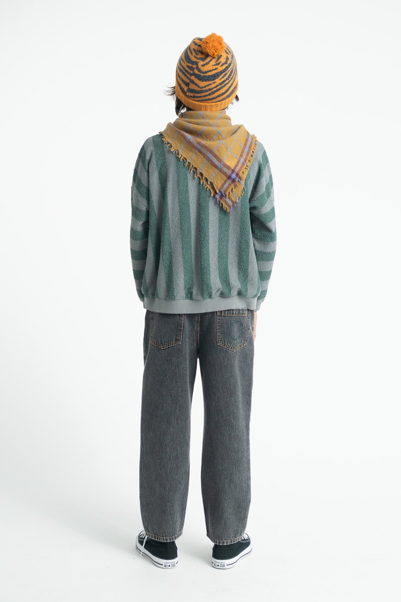 Grey Green Stripe Sweatshirt
