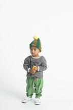 Green Tonal Stripe Pompom Beanie