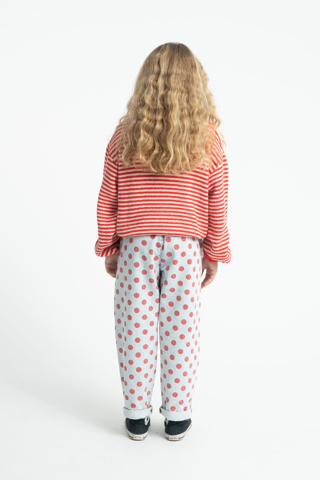Pantalon Bleu Pois Rouges