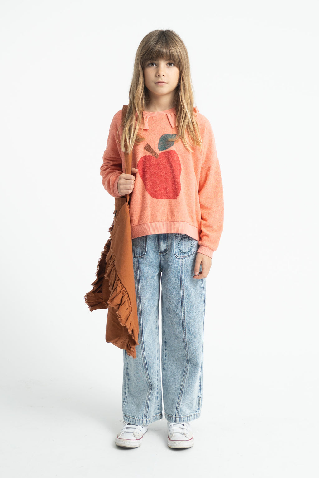 Sweat Col Rose Motif Pomme