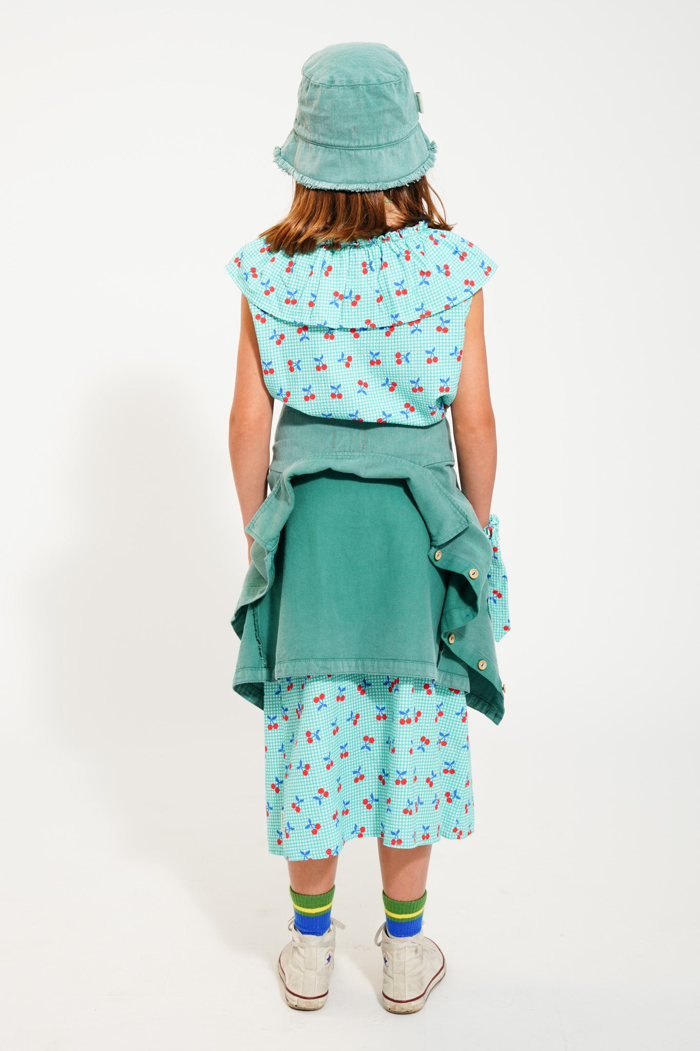 Vichy cherry long skirt