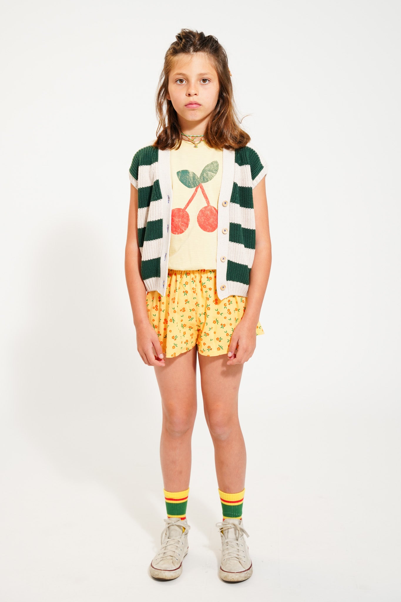 Beige cherry print top