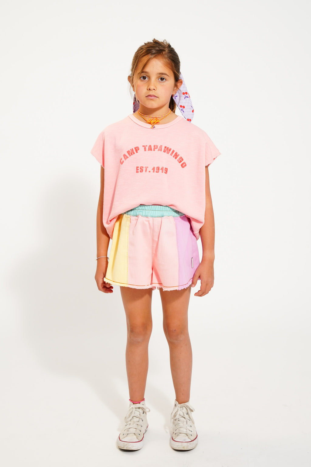 Pink "Camp Tapawingo" sleeveless T-shirt