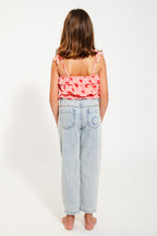 Jean mom fit bleu délavé