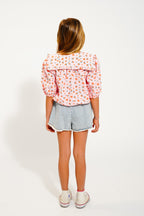 Flower pink sailor collar blouse