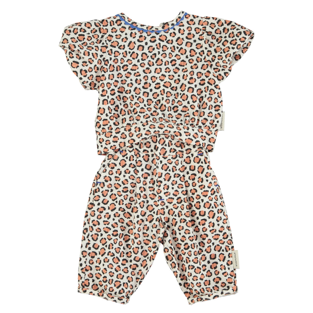 Leopard printed ecru blouse