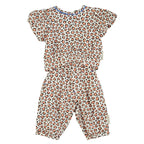 Leopard printed ecru blouse