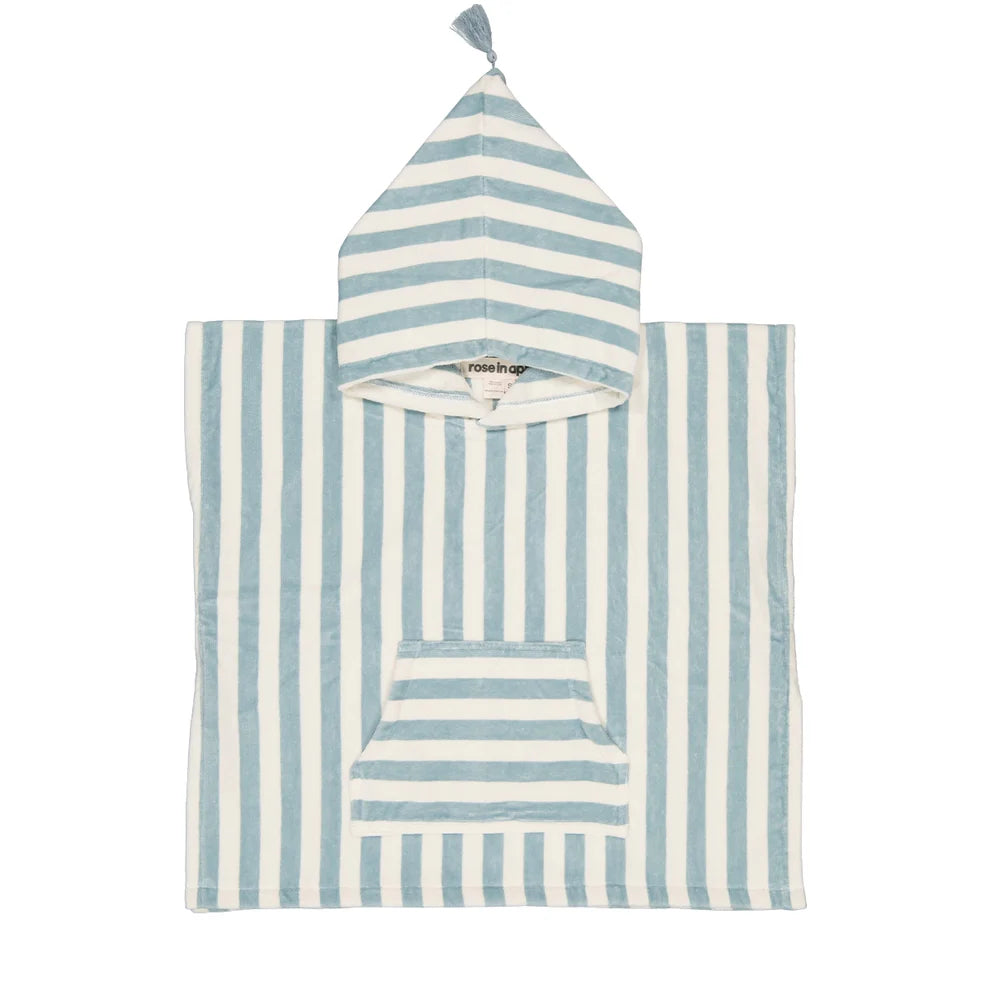 Poncho de bain éponge Suzon rayures blue cloud
