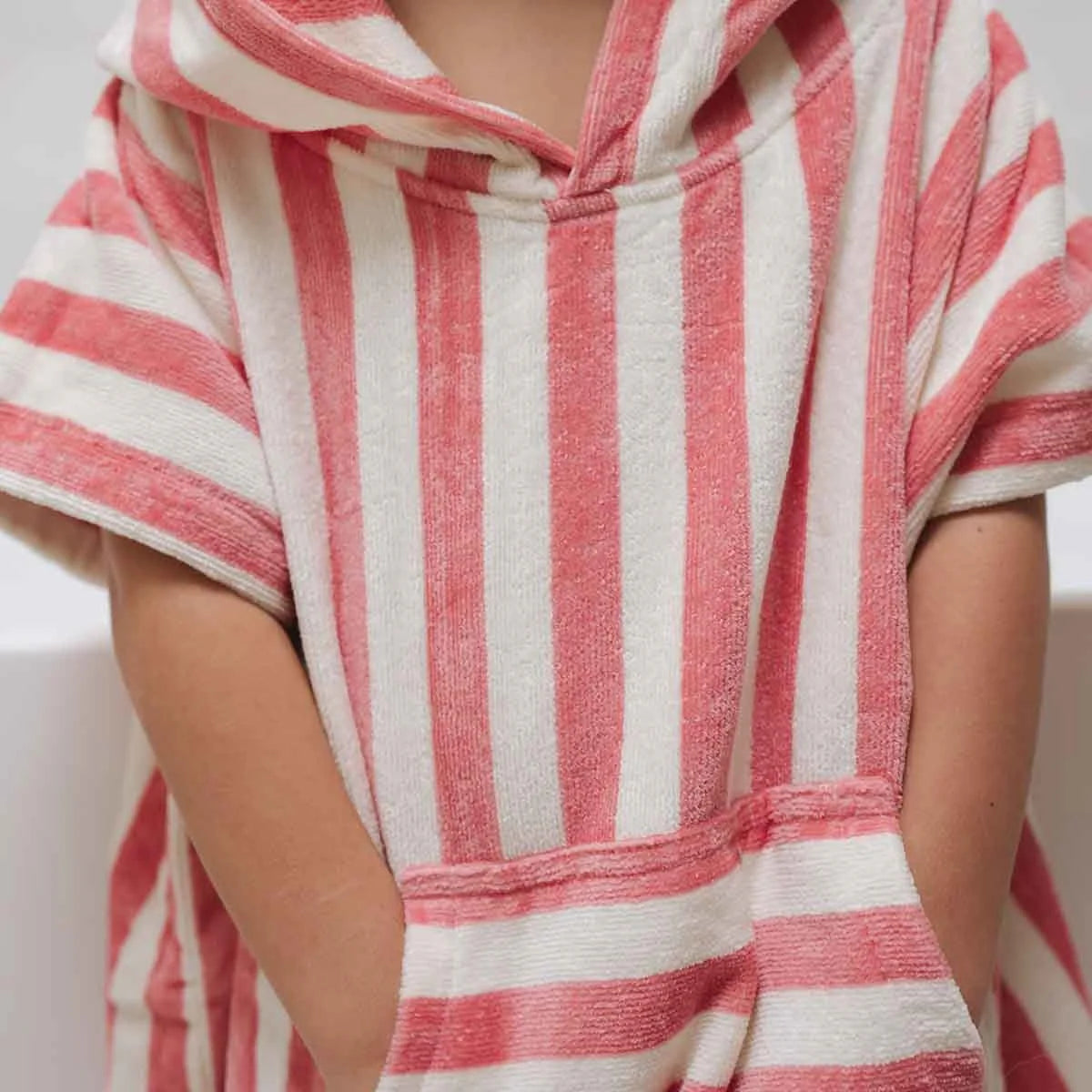 Poncho de bain éponge Suzon rayures strawberry