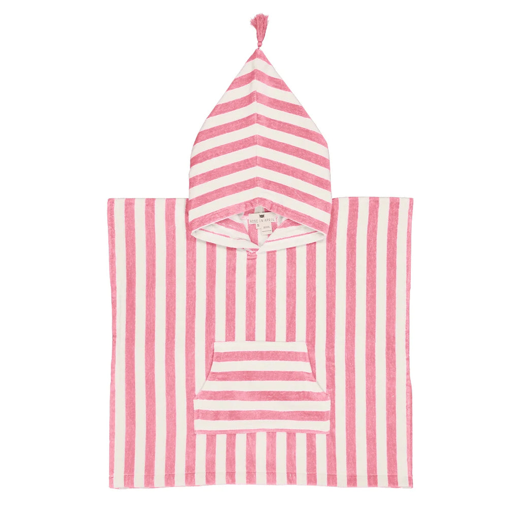 Poncho de bain éponge Suzon rayures strawberry