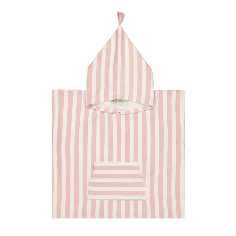 Poncho de bain éponge Suzon rayures rose